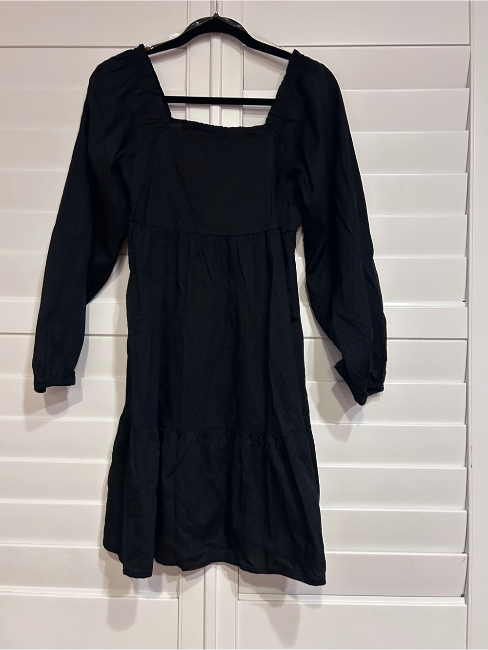 Universal Thread Smocked Swiss Dot Square Necked Dress Black Size Small